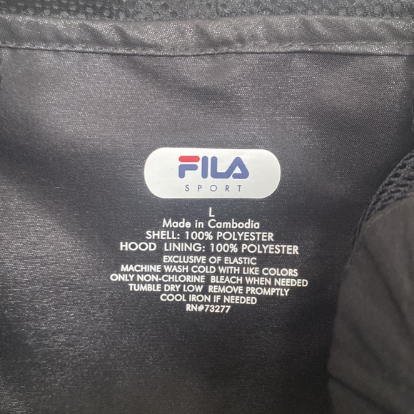 Fila Black designer front zipper pull sides slight shine jacket - Picture 4 of 16